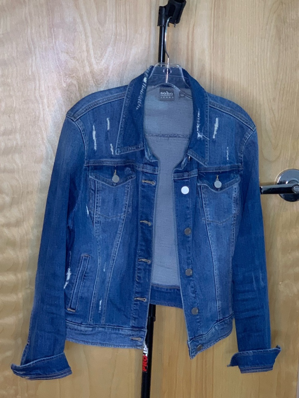 NY&CO Soho Blue Distressed Denim Jacket - Women's